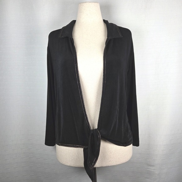 Chico's Jackets & Blazers - Chico's Travelers Black Tie Front Long Sleeve Topper Women's Size 3 (XL) Layer‎